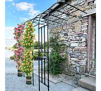 Garden Half Arch Metal Wall-Mounted Rose Trellis Pergola for Climbing Plants Black Garden Arbor for Patio/Yard/Flower Bed Size 2.0x2m