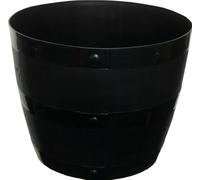 GARDEN HALF BARREL PLANTER BLACK PLASTIC 50CM DIAMETER - X 2 PLANTERS