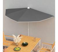 Vidaxl Garden Half Parasol With Pole 180X90 Cm Anthracite