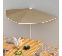 Garden Half Parasol with Pole 180x90 cm Taupe