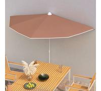 vidaXL Garden Half Parasol with Pole 180x90 cm Terracotta Garden Patio Parasol