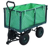 Garden Hand Trolley Green Steel 86x46x97cm 250kg PU Wheels Foldable Handle84cmX