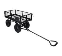 Garden Hand Trolley Steel Black 86x46.5x97cm 250kg PU Wheels SidePanelsOpen 15kg