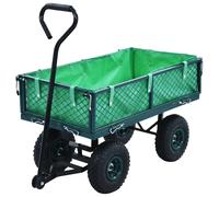Garden Hand Trolley Steel Green 86x46.5x97cm 250kg PU Wheels Open Sides Foldable