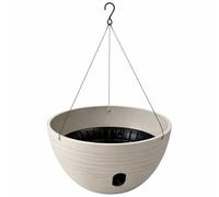 Garden Hanging Basket 12" / 30cm | Round Self-Watering Planter with Root Improver Planting Insert | Easy Fill Hanging Plant Pot for Flowers Patio Balcony Porch Wall Brackets (Stone Grey)