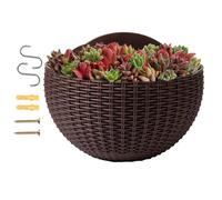 Garden Hanging Baskets Outdoors, 2 Pack 8.26in Plants Holder Hangers, ABS Non Perforated Balcony Lazy Flowerpot, Rustic Decorative With Drainage And Hooks For Balcony Fence