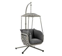 Garden Hanging Egg Swing Chair Rattan Effect Relaxing Patio Hammock w/ Cushions