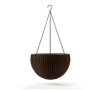 6x Hanging Round Planter Bowl Set Flower Pot Keter Sphere Brown Garden Outdoor