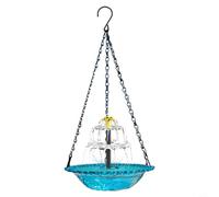 Garden Hanging Solar Bird Bath With Fountain Metal And Plastic Construction For Outdoor Use Attracts Birds To Enhance Nature(Blue)