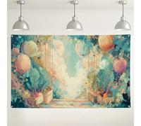 Garden Harvest Backdrop, Botanical Watercolor Art Decorations, Spring Summer Photo Background for Parties, Produce-Themed Event Supplies 71x43 Inch