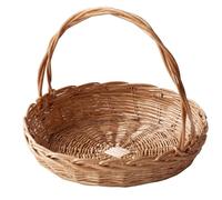 Garden Harvest Basket, Small Wicker Basket with Handle, Handwoven Willow Rattan Baskets Rustic Picnic Storage Decorative Baskets for Flowers & Vegetables, L