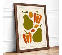 Garden Harvest Mid-Century Framed Wall Art Print A3 (42×29.7cm) Walnut, Wall Decor for Living Room, Bedroom, Office & Home, Ready to Hang, Art Gift