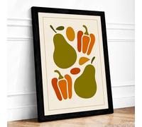 Garden Harvest Mid Century Framed Wall Art Print A4 Black