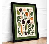 Garden Harvest Study Botanical Framed Wall Art Print A1 Black