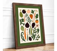 Garden Harvest Study Botanical Framed Wall Art Print A3 (42×29.7cm) Walnut, Wall Decor for Living Room, Bedroom, Office & Home, Ready to Hang, Art Gift
