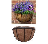 Garden Haven GH® Black Heavy Duty Wrought Iron Forge Cotswold 16 Inch 40cm Wall Basket Planter Manger Powder Coated finish Complete with Coco Liner
