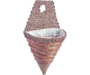 Garden Haven Sisal Rope and Fern Wall Torch Planter, Multi-Colour, 30 cm, 12-Inch Pre lined Natural basket on strong wire frame Elegant contrasting weave from Natural Fibres from Mountainous Regions