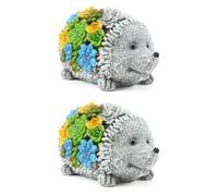 GARDEN HEDGEHOG ORNAMENT SOLAR STATUE RESIN GARDEN DECOR PATIO 23CM OUTDOOR