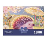 Garden Hedgehog Wooden Jigsaw Puzzle Waterproof 1000 Piece Puzzles for Adults Fun Educational Games