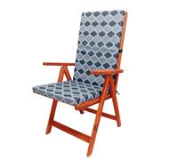 Garden High Back Chair Seat Pad Water Resistant Outdoor Furniture Cushion Firm Support Morocco Print for Patio Sun Lounger Recliner Washable Cover [Morocco Grey/Black]