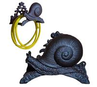 Garden Holder - Decorative Outdoor Accent, Vintage Snail Hanger | Heavy Duty Cast Iron Reel Wall Mount, Sturdy Water Storage Stand for Outside Yard Lawn Organization