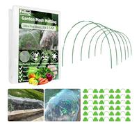 Garden Hoops and Netting Set for Raised Bed Greenhouse, 3x15m Ultra Fine Mesh Garden Insect Netting Bug Net Pest Barrier, 36pcs 8ft Greenhouse Grow Tunnel Hoops Frame Bird Mosquito Netting