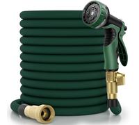 Garden Hose 100 ft, 2026 Upgraded Kink Free Flexible Water Hose 100ft With 10 Pattern Spray Nozzle, Leak-Proof, Portable, Ultra Lightweight & Durable Garden Hose for Yard, Lawn, Outdoor (DarkGreen)