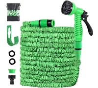 Garden Hose 15m Hose Pipes with 7 Modes Expandable Hose Pipe with Water Spray Gun Hosepipes for Garden, Magic Water Pipe Garden Hose Reel, 50FT Green