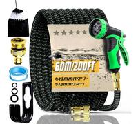 Garden Hose 200FT 60M, Durable 3-Layer Latex Water Hose with 3/4 inch and 1/2 inch Connectors, Kink-Free and Leak-Proof, 10-Function Spray Nozzle for Garden Watering, Car Washing and Cleaning