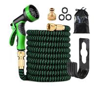 Garden Hose 25-100FT Garden Water Hose High Pressure Expandable Metal Connector Reel Pipes Irrigation Car Wash(Green-Set,50FT-15m)