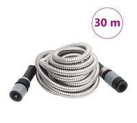 (30 m) vidaXL Garden Hose Patio Water Hose with Spray Nozzle Silver Stainless Steel