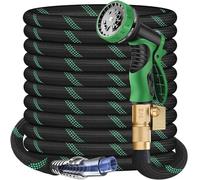 Garden Hose 50 ft-Heavy Duty Water Hoses - Flexible&Lightweight Car Washing Pipe with Strain Reliefs-Kink-free Rubber Hose with Sprayer Nozzle for Yard, Outdoor