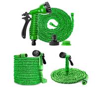 Garden Hose 75FT 3 Times Expandable with 1/2", 3/4" Connector, Flexible Water Hose Pipe with Fittings, 7 Function Metal Water Nozzle Expandable Garden Water Hose Pipe Anti-Leakage(Green)