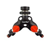 Garden Hose All Connectors Fittings Universal Standard Hozelock Compatible Black 3/4 inch 1/2 inch (2-Way Tap Splitter (Metal))