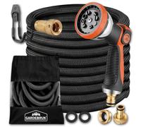 GARDEBRUK® Garden Hose Pipe | Expandable Garden Hose Flexible Hosepipe with Hose Pipe Spray Gun & Connector for Jet Wash, Car Cleaning, Pressure Washers, Patio Cleaner & Garden Tools | 30m | Black