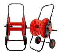 Garden Hose Cart Reel Trolley with Wheels for 60m 1/2" Garden Hose Free Standing Red Portable Long Handle