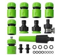 Garden Hose Connector Set 24 Packs,1 Nozzle, 5 Hose End Quick Connector,1 Hose Waterstop Accessory,2 Double Male Snap Connector,2 HosePipe Tap Fitting 1/2 Inch & 3/4 Inch for Join Hose Pipe
