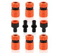 Garden Hose Connector Set | 6 Hose End Quick Connector 2 Hose Tap Connectors 2 Double Male Connectors | Hose Quick Connect Kit Hose Pipe Connector for Garden (Orange)