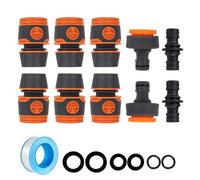 Garden Hose Connectors and Fittings Set 10pcs, Outside Tap to Hose Adapter for 1/2" & 3/4" BSP Taps, Quick Release Hose Pipe Fittings with Double Male Connectors & Washers for Garden Watering