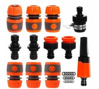 Garden Hose Connectors and Fittings Set.1Nozzle,5 Hose End Quick Connector,1Hose Waterstop Accessory,2 Double Male Snap Connector,2 Hose Pipe Tap Fitting 1/2 Inch and3/4 Inch Size 2-in-1etc