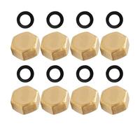 Garden Hose End Cap Hex Socket 8pcs Brass 1/2 Npt Female Thread | Seals Unused Outlets, Blocks Debris, Solid Brass Construction, Polished Golden Finish, for Plumbing and Winterizing