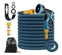 Garden Hose Expandable Garden Hose, Flexible Water Pipe with 10 Type Nozzle, Solid Brass Fittings Leak Proof, Extendable, Lightweight, no Twisting, Garden Watering, Car Washing, Pet Bathing (100FT)