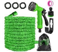Garden Hose, Expandable Hose Pipe with 7 Modes Spray Gun, 3 Times Flexible Expanding Garden Hose Pipe, Anti-Leakage Water Hose Pipe with Connectors for Gardening, Patio, Car Washing (Green, 100FT)