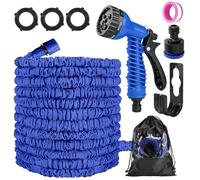 Garden Hose, Expandable Hose Pipe with 7 Modes Spray Gun, 3 Times Flexible Expanding Garden Hose Pipe, Anti-Leakage Water Hose Pipe with Connectors for Gardening, Patio, Car Washing (Blue, 50FT)