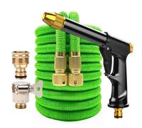 Garden Hose for Garden Farm Irrigation Car Wash High Pressure Water Hose Expandable Double Metal Connector PVC Reel Magic Pipes(Green,100FT-30M Extended)
