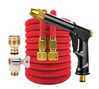 Garden Hose for Garden Farm Irrigation Car Wash High Pressure Water Hose Expandable Double Metal Connector PVC Reel Magic Pipes(Red,75FT-22.5M Extended)