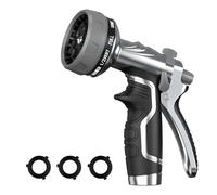 Garden Hose Nozzle, Heavy Duty Metal Water Hose Nozzle with 8 Adjustable Spray Patterns, High Pressure Hand Sprayer with Flow Control for for Garden Watering, Car & Pet Washing