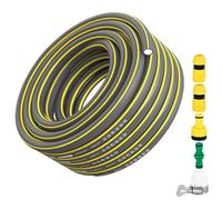 Garden Hose Pipe, 1/2" Outdoor PVC Plastic High-Pressure Water Pipe, Anti-Kinking Heavy-Duty Garden Hose with Hose End Quick Connector (30M)
