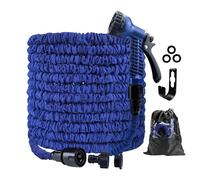 Garden Hose Pipe, 100FT Garden Hoses Expandable with 3/4", 1/2" Fittings, Expanding Magic Hose, with 7 Function Spray Nozzle, Anti-Leakage Latex Core Hosepipe (30M) (Blue,100)