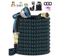 Garden Hose Pipe, 30M/100FT Expandable Garden Hose, 10 Spray Mode Hosepipe for Garden, 4 Layer Latex, 3/4"&1/2" Metal Connectors, Hands-Free Spray Gun, Flexible & No-Leak Water Hose for Washing, Blue